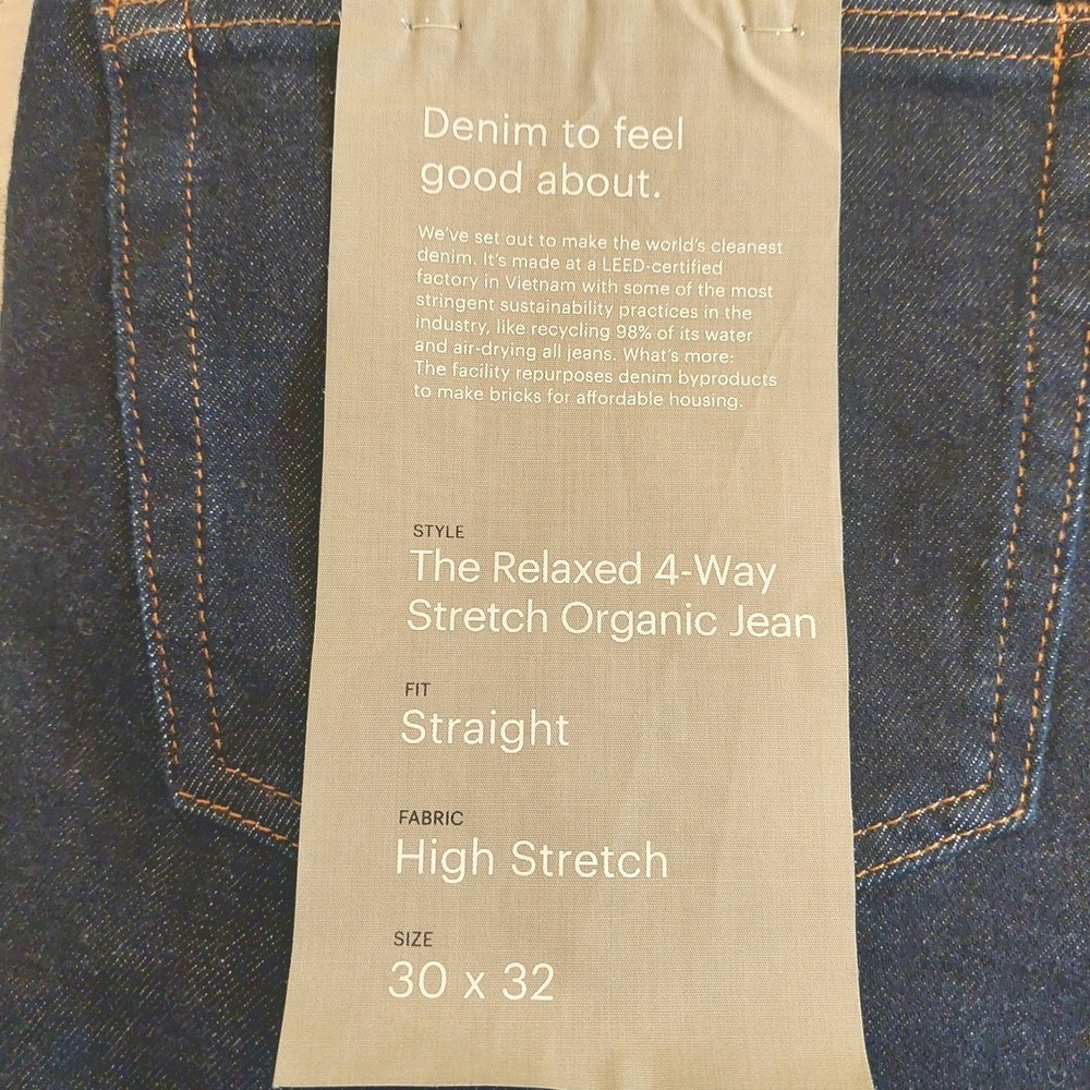 NEW! Everlane The Relaxed 4-Way Stretch Organic Jean in Dark Indigo 30x 32 $138 - Picture 5 of 12